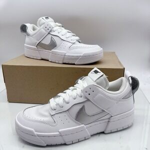 Nike Dunk Low Disrupt White Silver Black DJ6226-100 Running Shoes Women's US 10